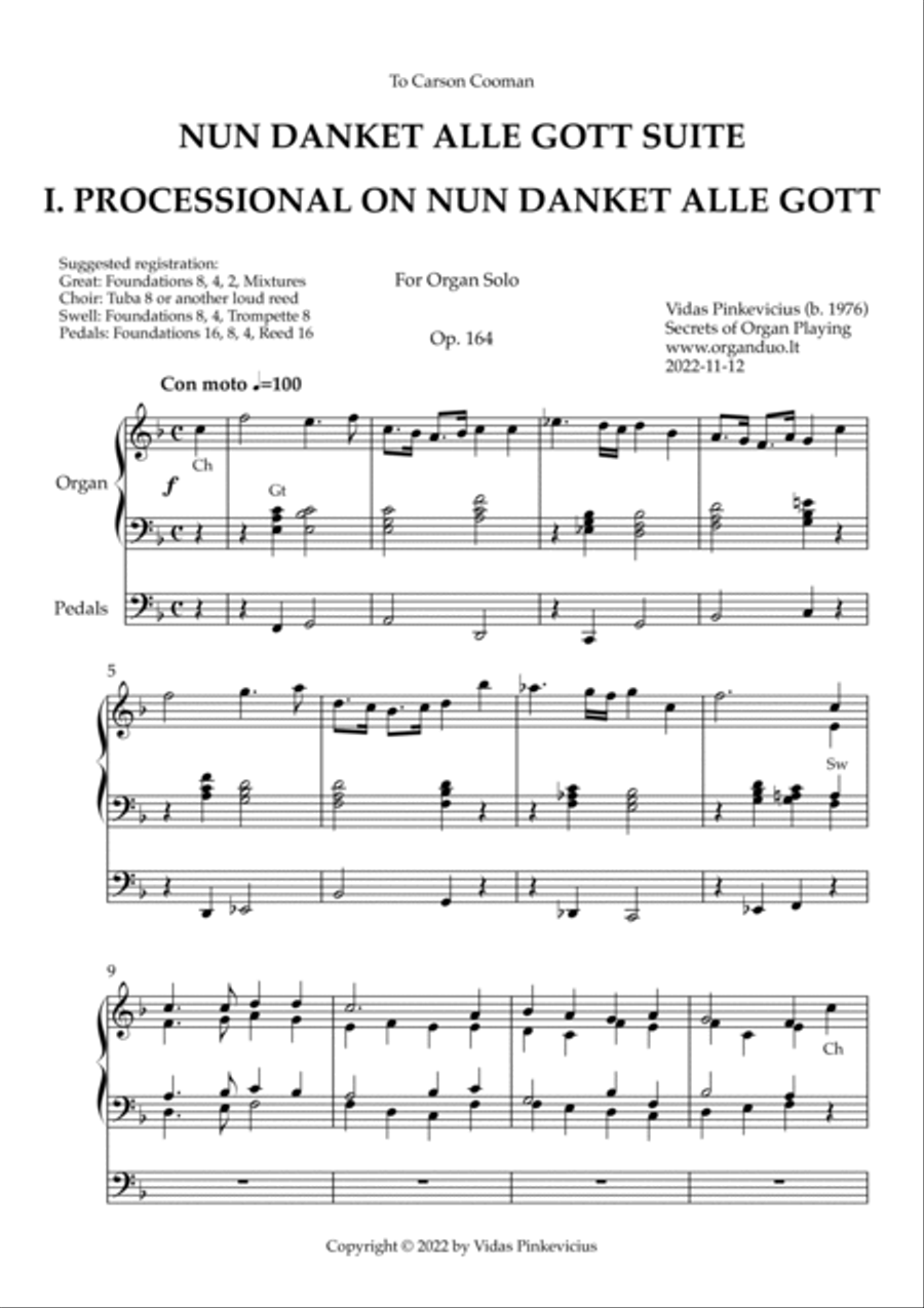 Nun danket alle Gott Suite (Organ Solo) by Vidas Pinkevicius