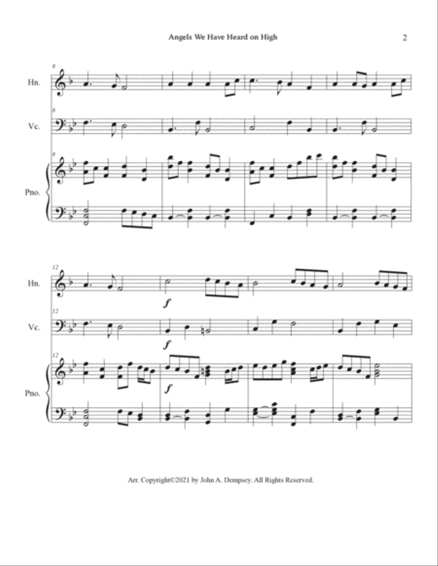 Angels We Have Heard on High (Trio for Horn in F, Cello and Piano) Small Ensemble scores gallery preview page 6