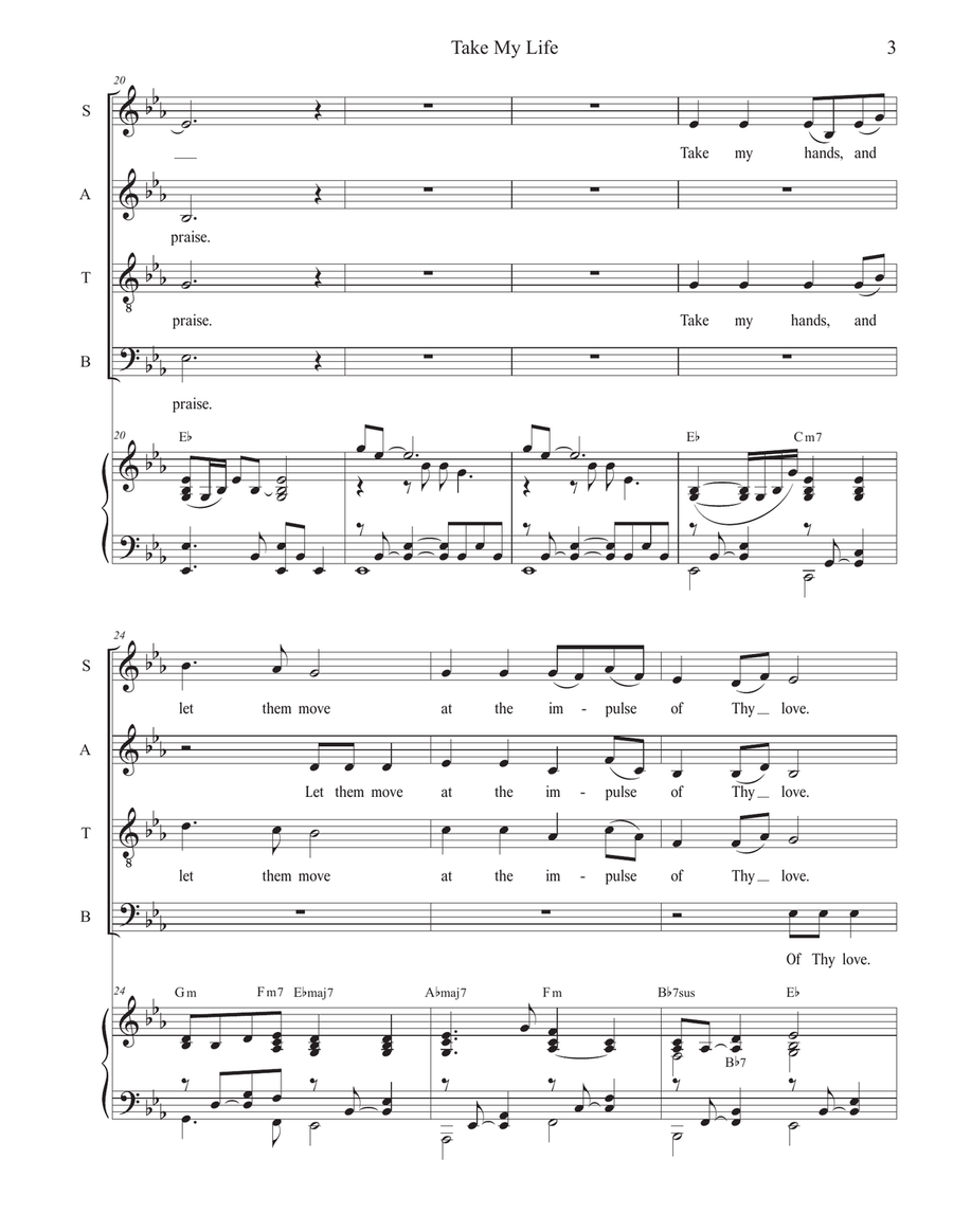 Take My Life (SATB) 4-Part scores gallery preview page 3