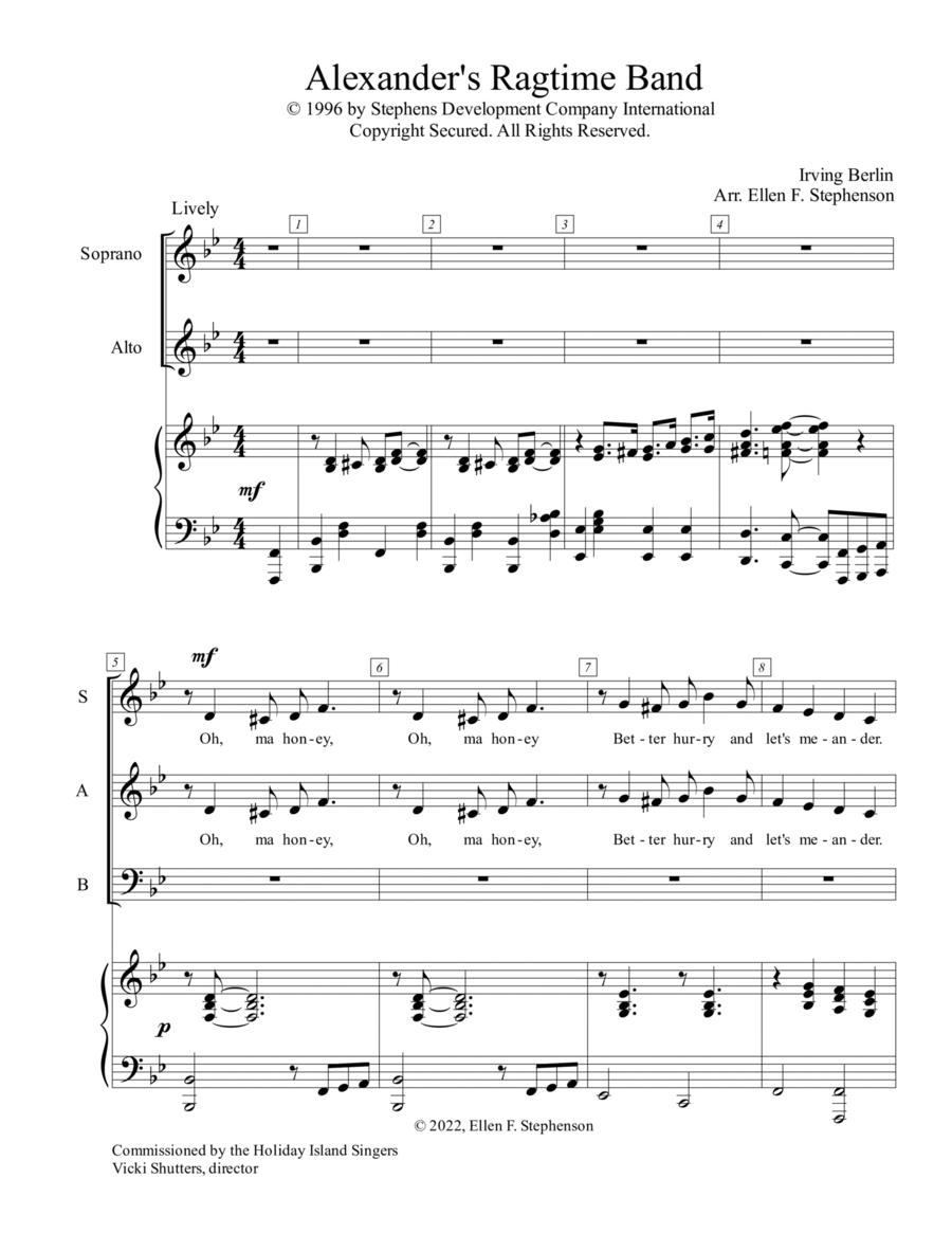 Alexander's Ragtime Band 3-Part scores gallery preview page 1