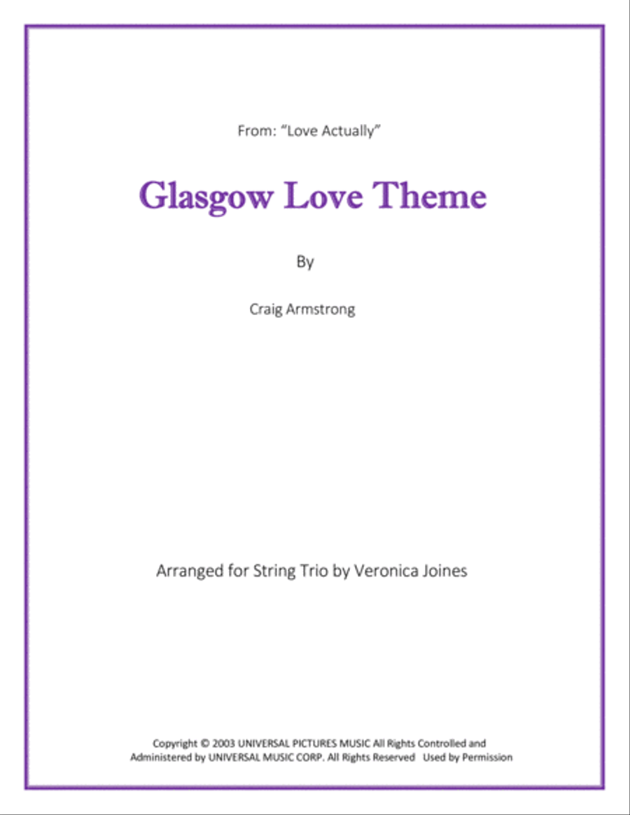 Glasgow Love Theme String Trio scores gallery preview page 1