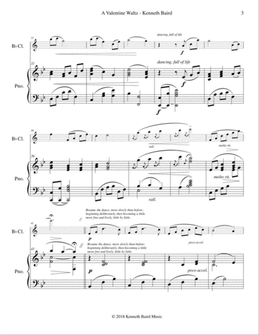 A Valentine Waltz (for clarinet and piano) Small Ensemble scores gallery preview page 4