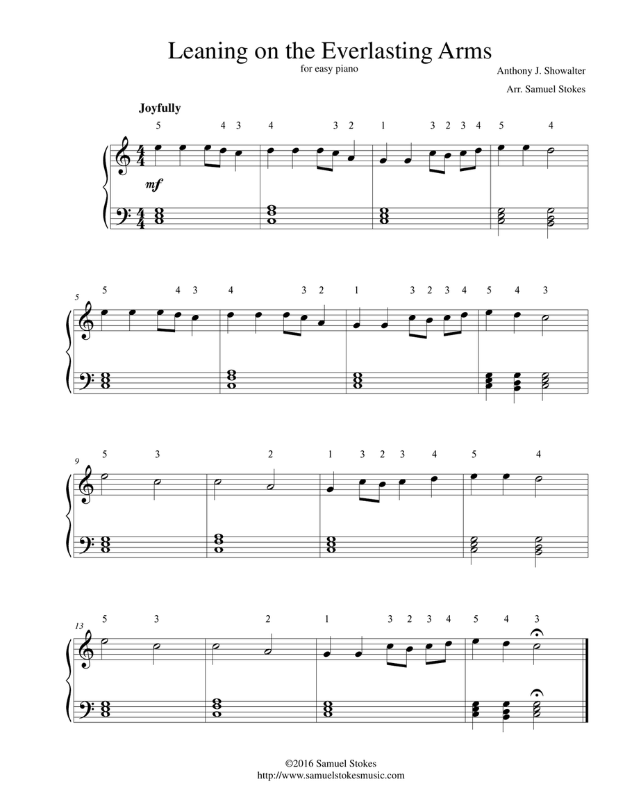 Leaning on the Everlasting Arms - for easy piano Easy Piano scores gallery preview page 1