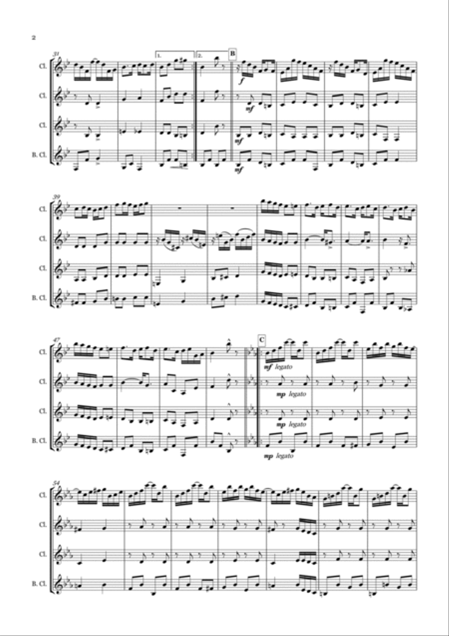 Leola Two Step for Clarinet Quartet Clarinet Quartet scores gallery preview page 2