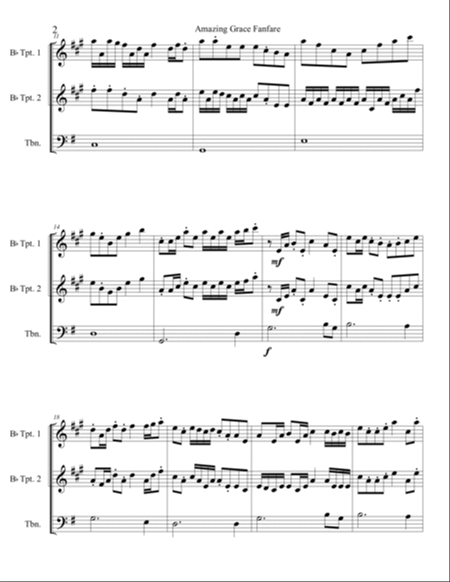 Amazing Grace Fanfare Amazing Grace Fanfare Brass Ensemble scores gallery preview page 2
