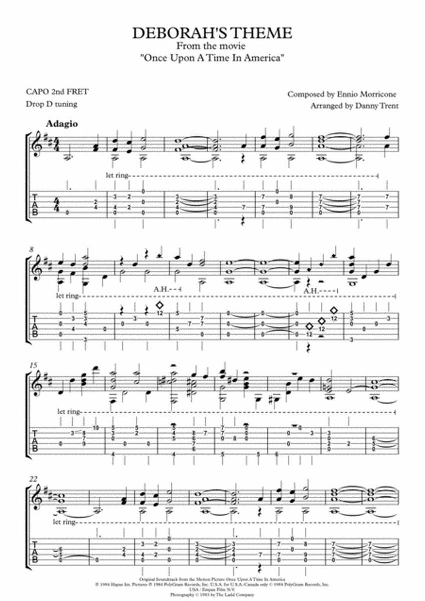 Deborah's Theme (from the movie "Once upon a time in America") - Fingerstyle arrangement