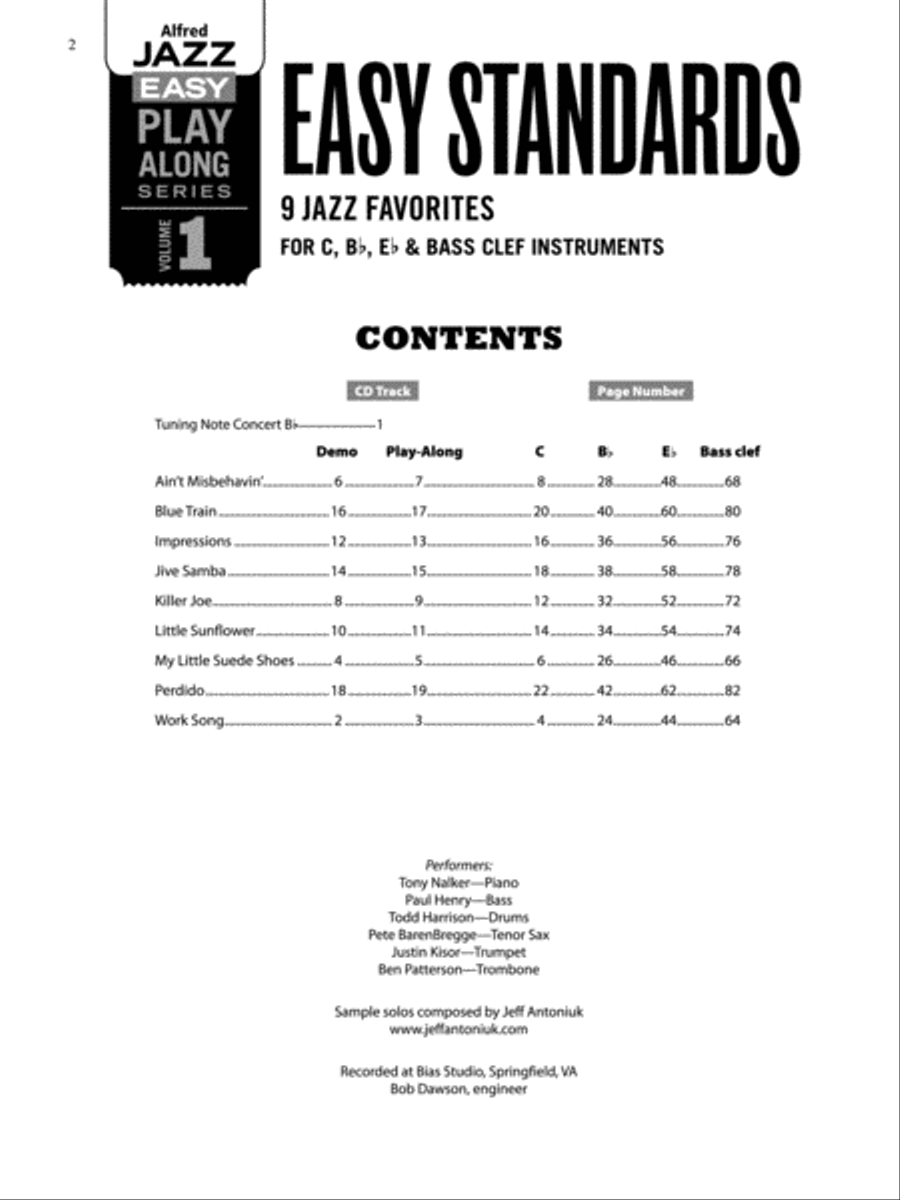 Alfred Jazz Easy Play-Along -- Easy Standards, Volume 1 image number null