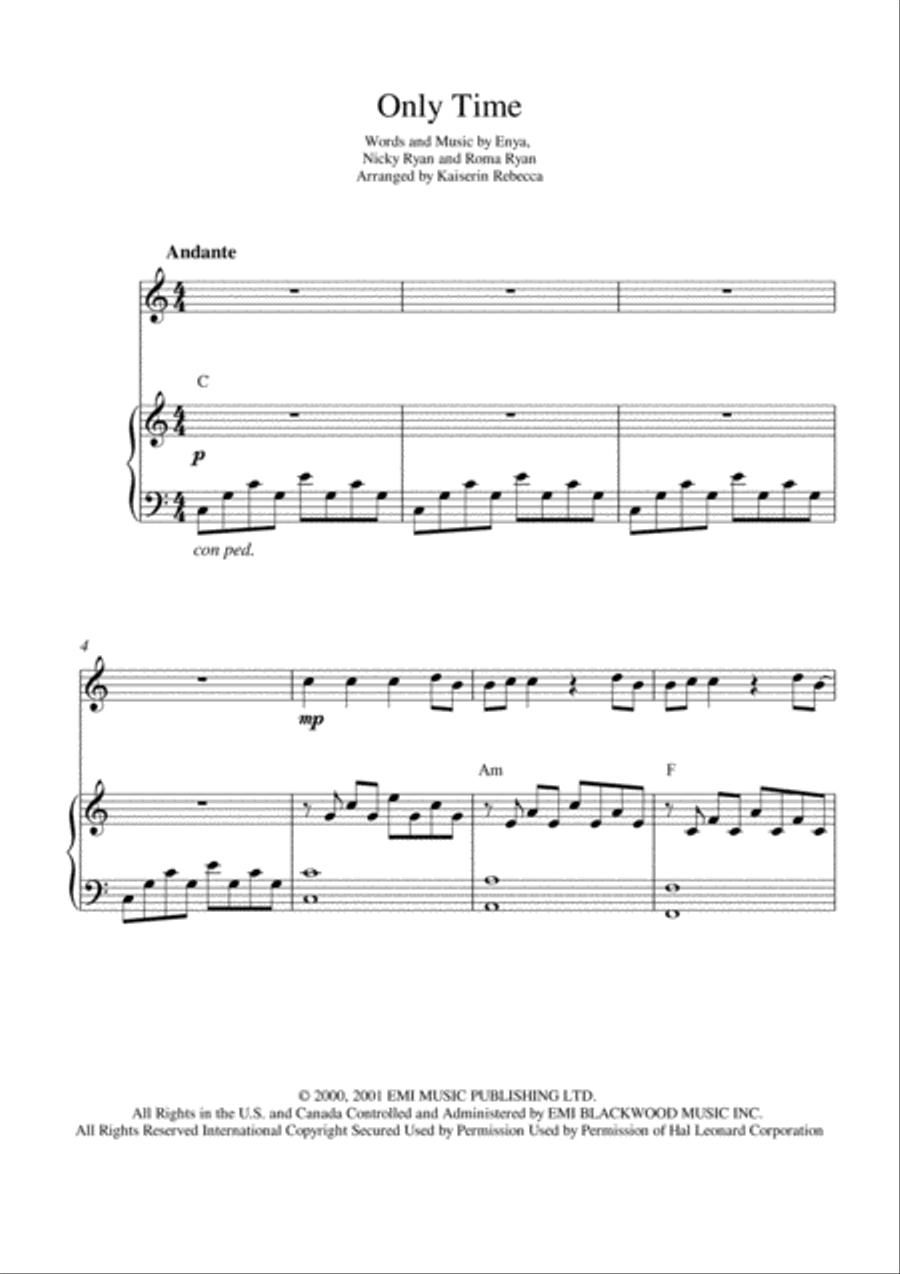 Only Time Flute Solo scores gallery preview page 1