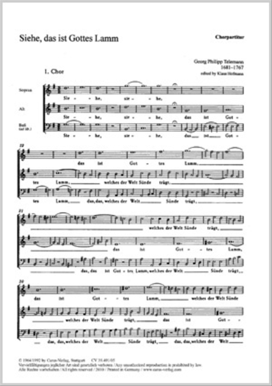 Look there, that is God's own lamb (I) (Siehe, das ist Gottes Lamm (I)) SA scores gallery preview page 1