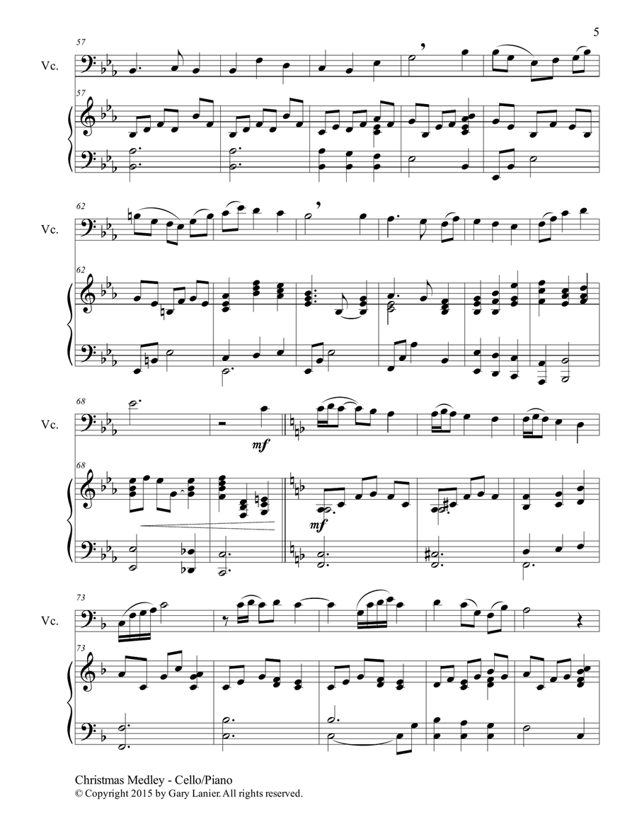 CHRISTMAS CAROL SUITE (Cello and Piano with Score & Parts) Piano scores gallery preview page 6