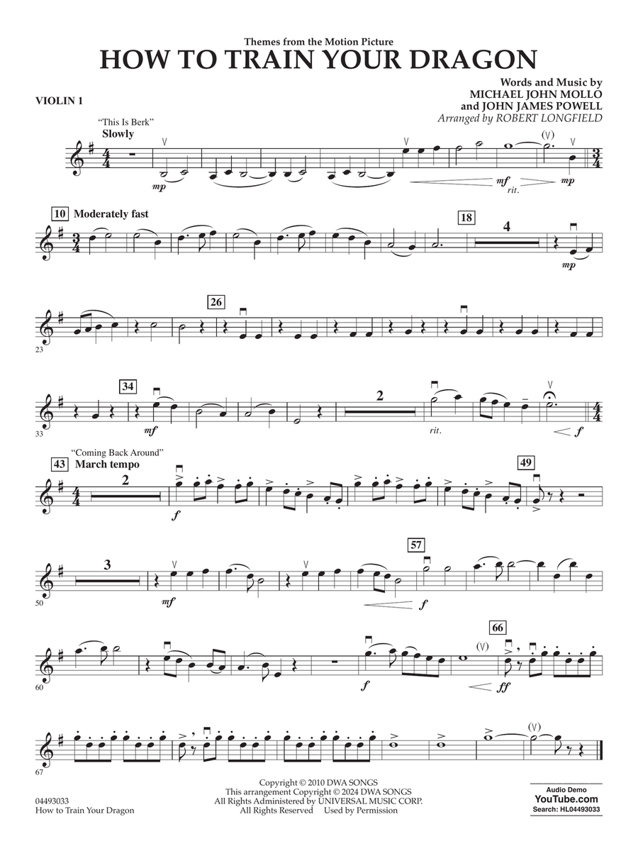 How To Train Your Dragon (arr. Robert Longfield) - Violin 1 String Orchestra scores gallery preview page 1