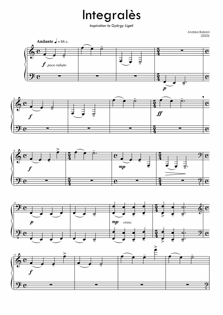 Integralès [PIANO SCORE] (foglio album) Piano Solo scores gallery preview page 2