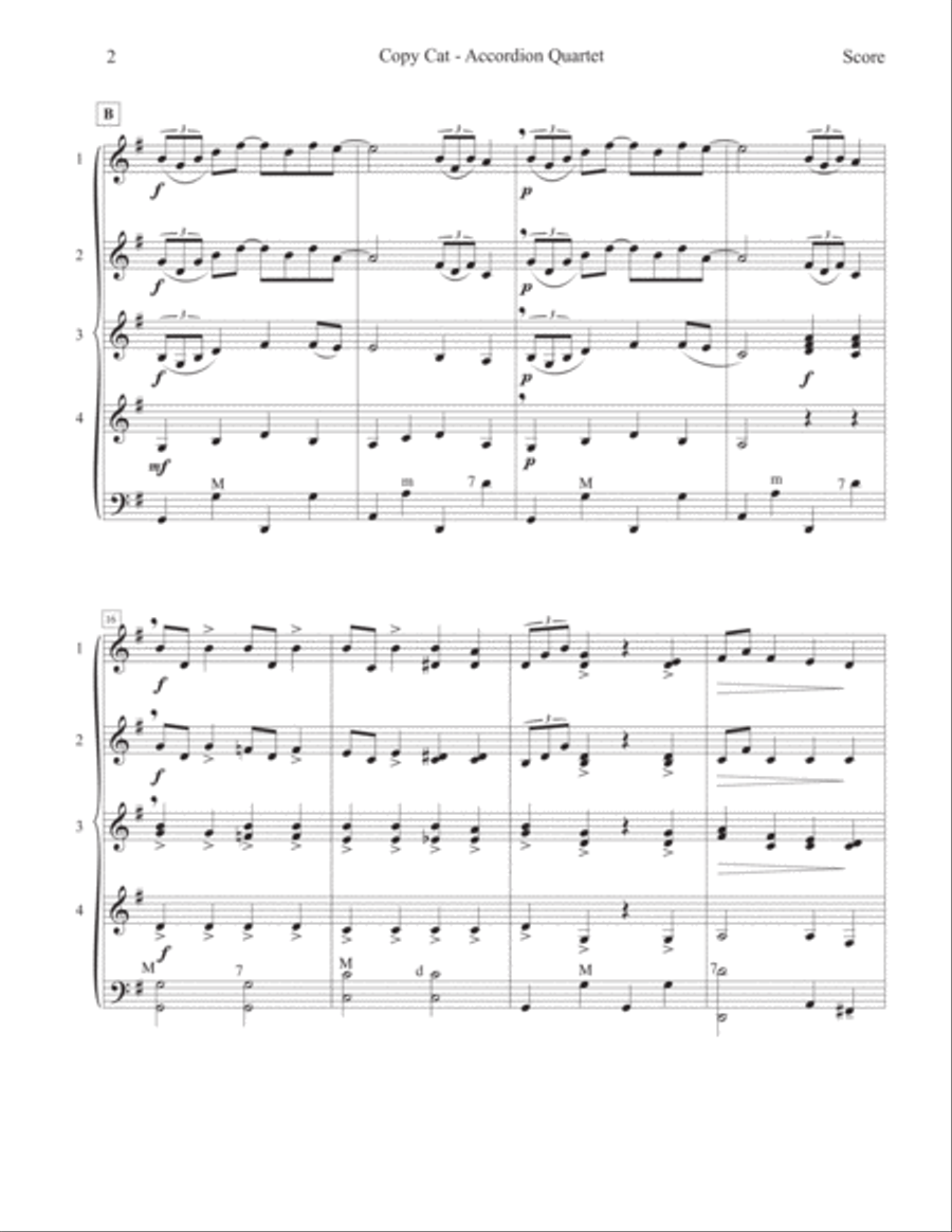 Copy Cat -- Accordion Quartet Small Ensemble scores gallery preview page 3