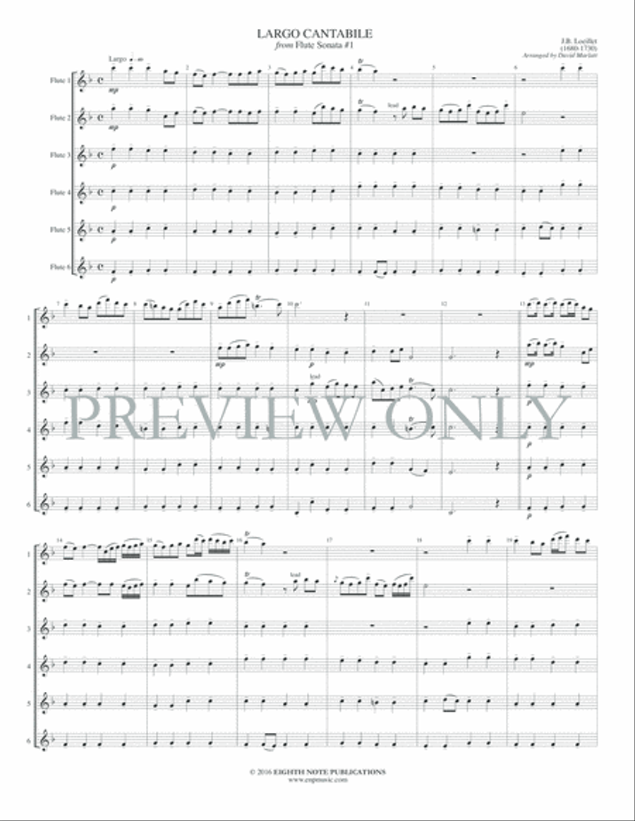 Largo Cantabile from Flute Sonata #1 Small Ensemble scores gallery preview page 3
