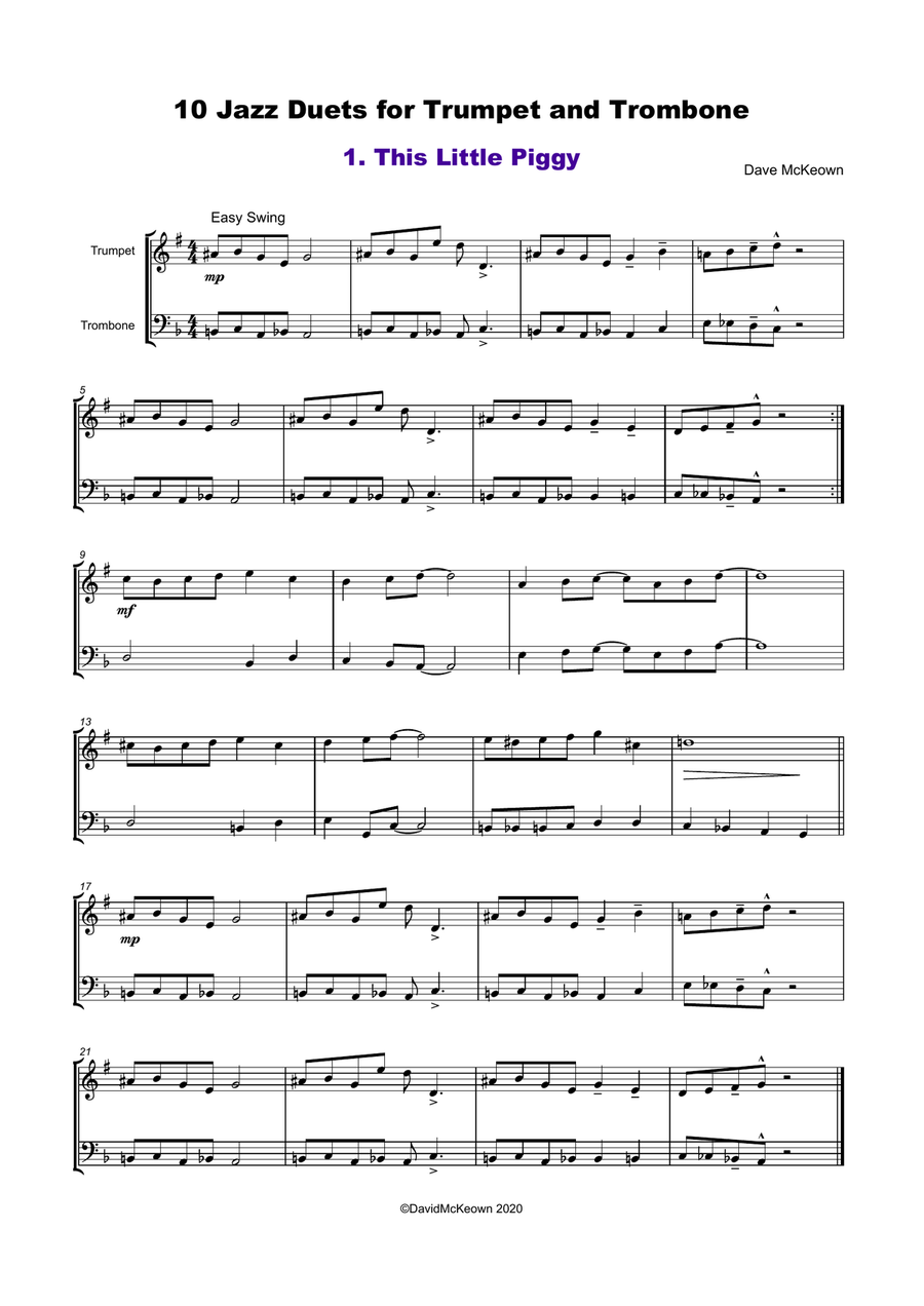 10 Jazz Duets for Trumpet and Trombone Brass Duet scores gallery preview page 2