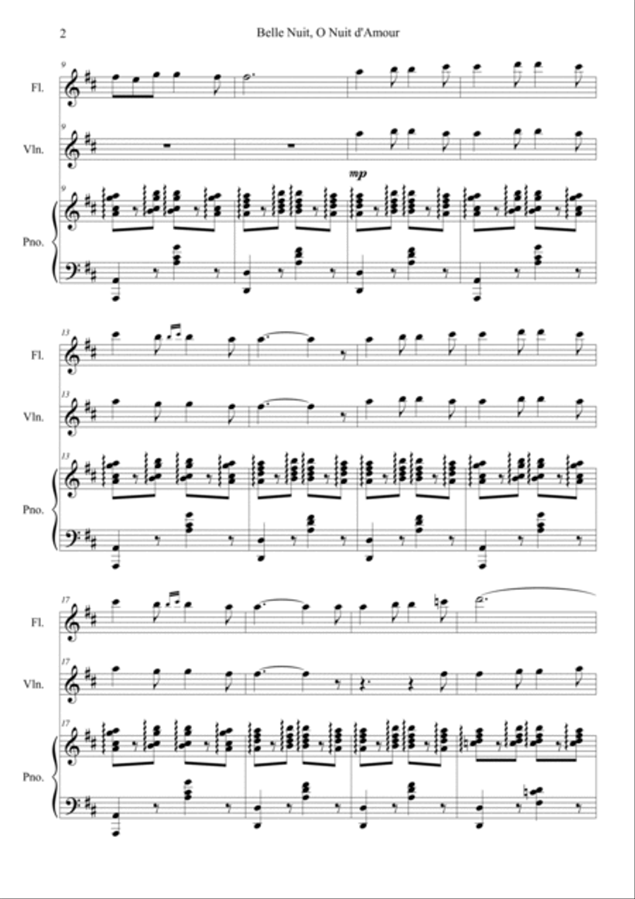 Belle Nuit o nuit d'amour Violin scores gallery preview page 2