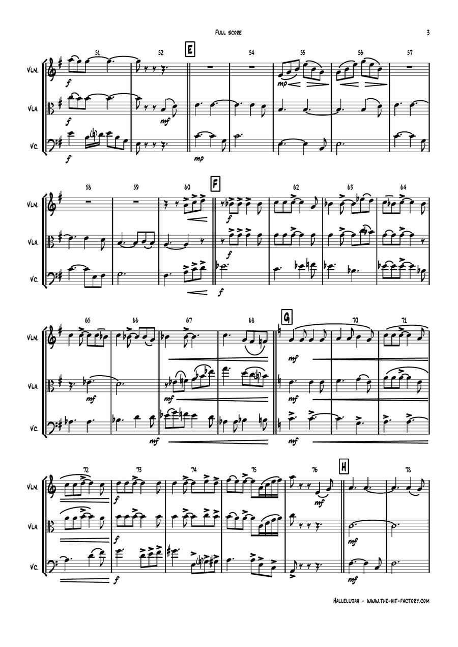 Hallelujah String Trio scores gallery preview page 3