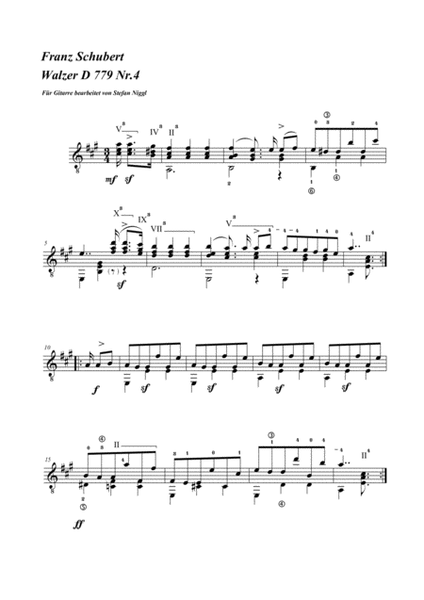 F.Schubert: Valses Sentimentales D.779 for guitar solo