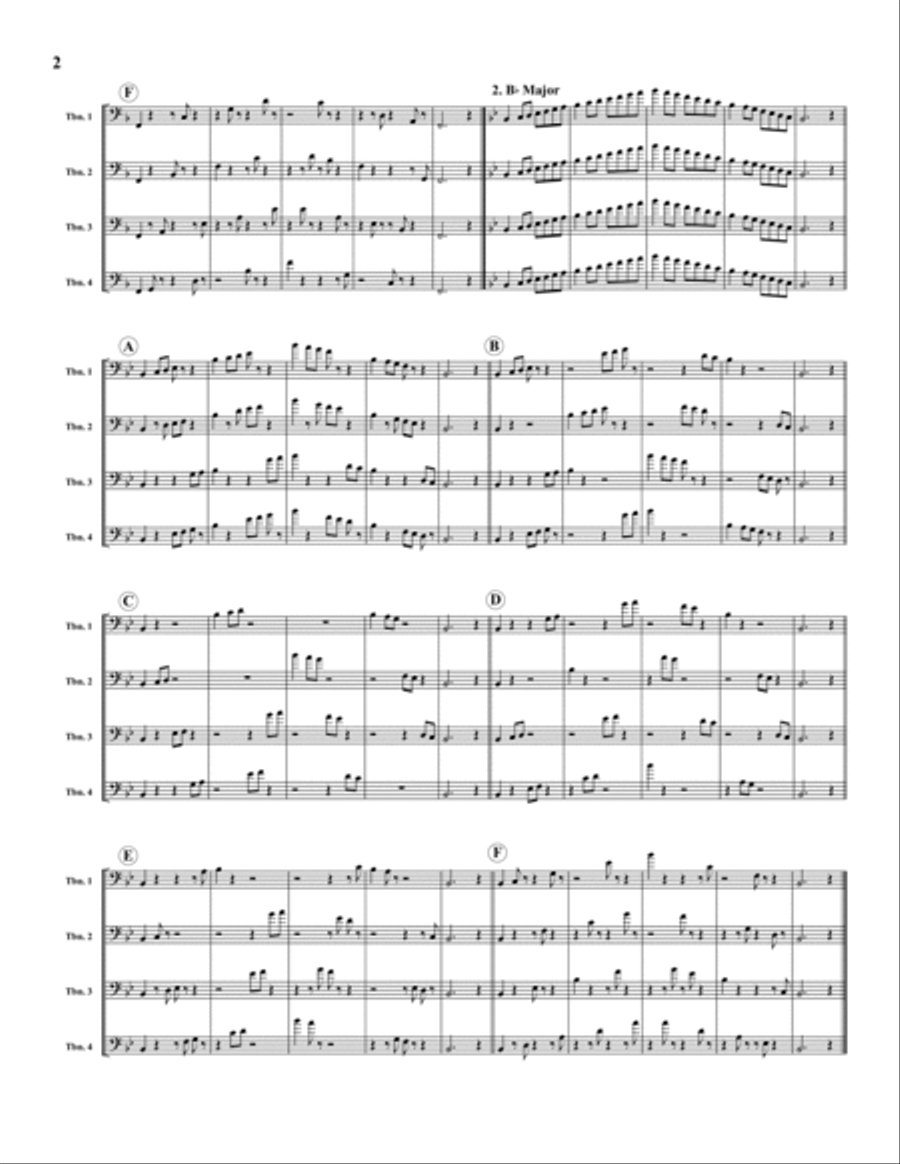 Donut Etudes: Coordination Studies in 12 Keys for 4-Part Trombone Ensemble, Volume 1 4-Part scores gallery preview page 2