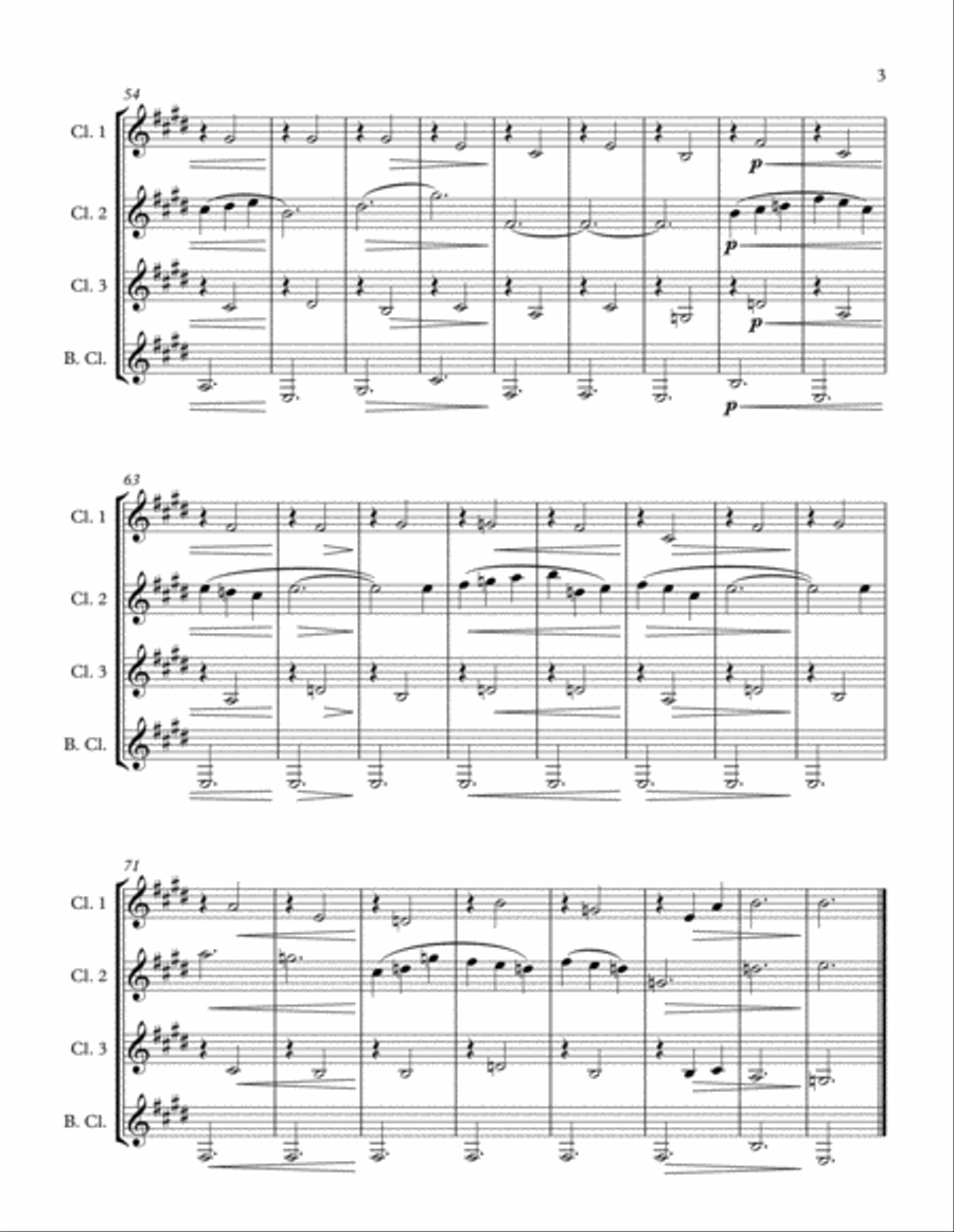 Three Gymnopedies (Clarinet Quartet) Clarinet Quartet scores gallery preview page 3