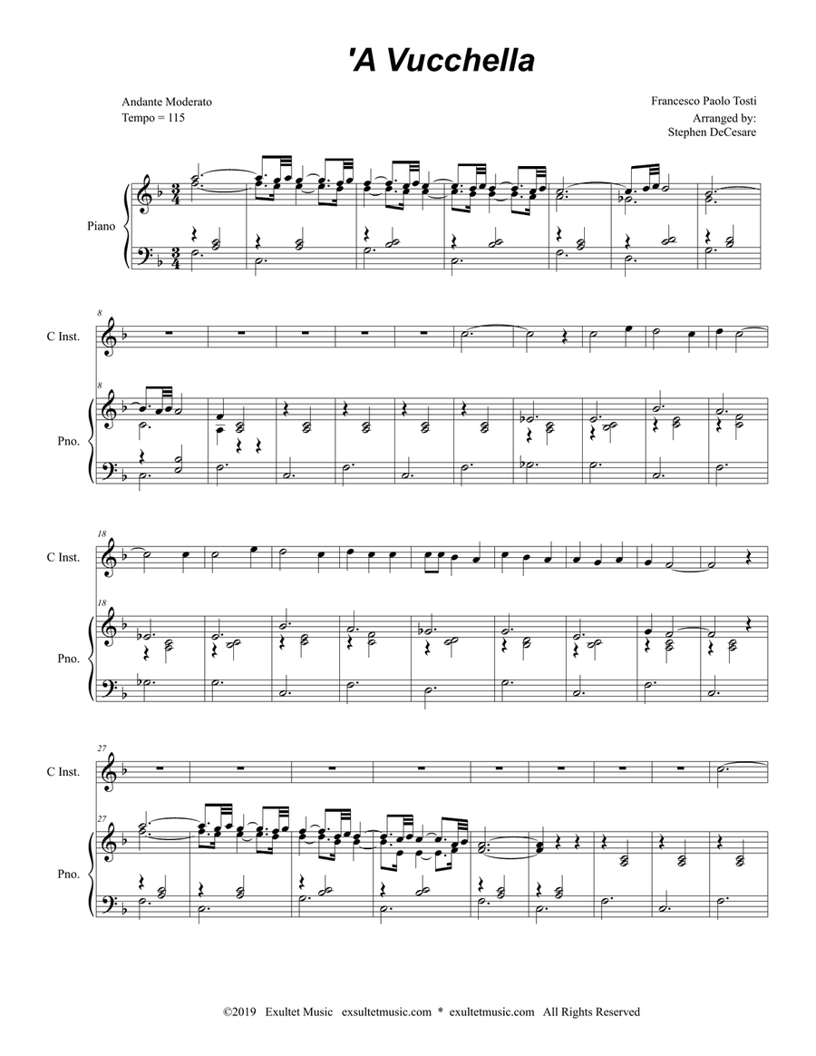 A Vucchella (for Solo C-Instrument (Treble) and Piano) Piano scores gallery preview page 2