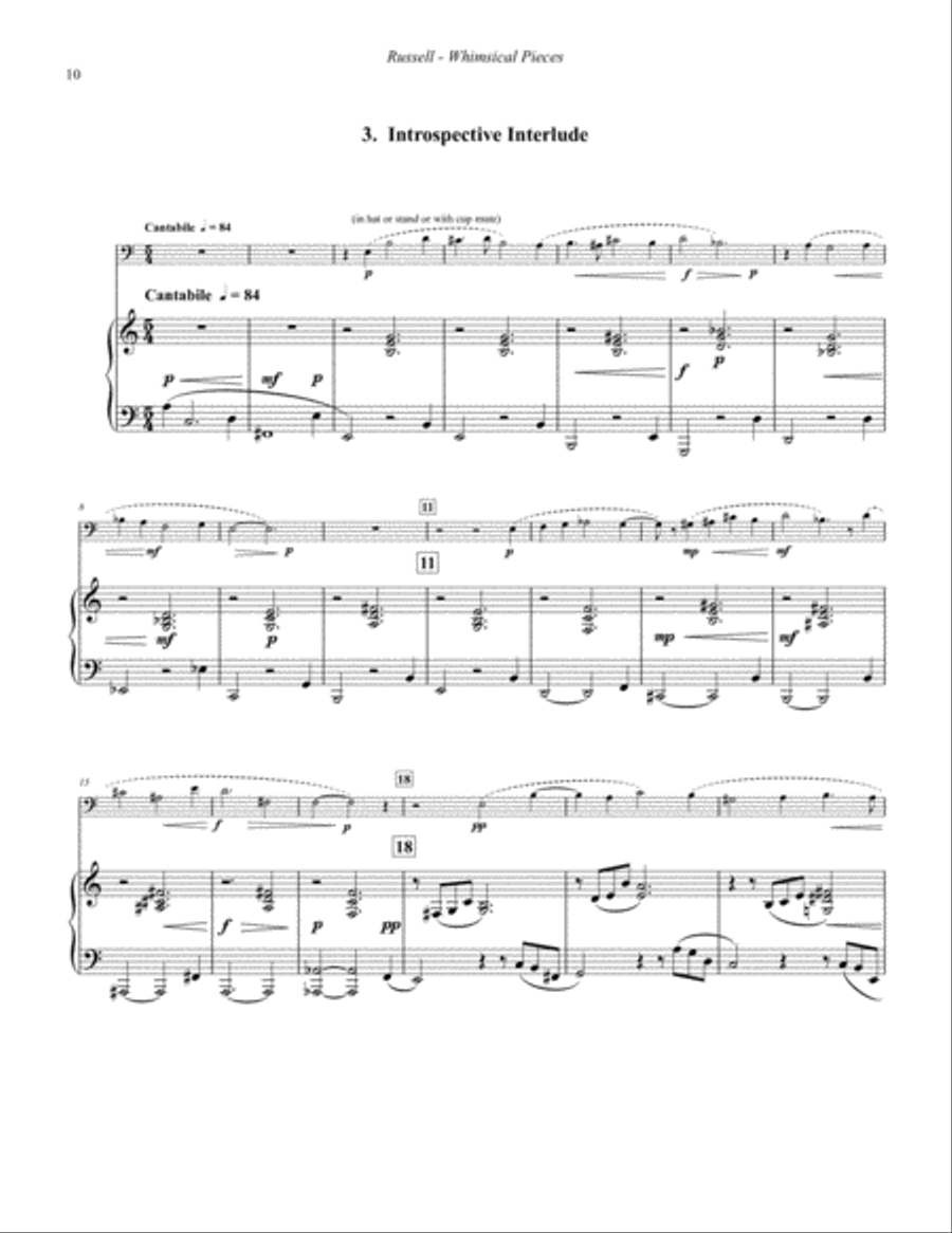 Whimsical Pieces for Trombone and Piano Piano Accompaniment scores gallery preview page 5
