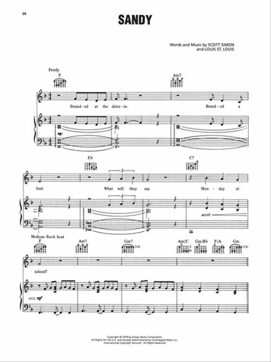 Grease Is Still the Word Piano, Vocal, Guitar scores gallery preview page 6
