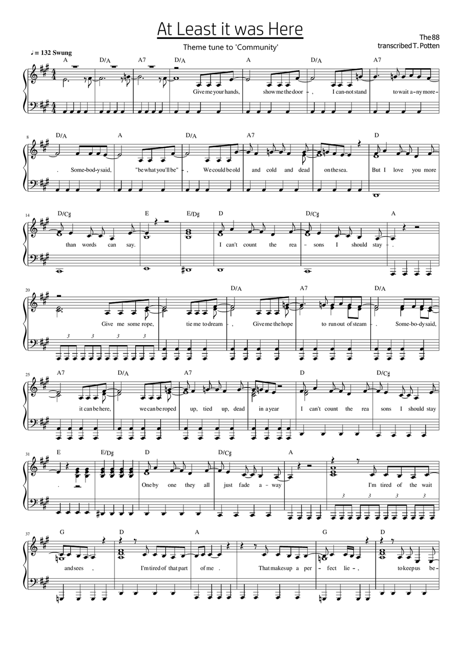 At Least It Was Here At Least It Was Here Piano, Vocal scores gallery preview page 1