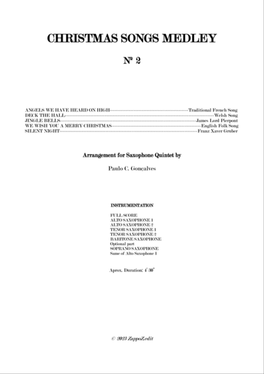 CHRISTMAS SONGS MEDLEY Nº 2 Saxophone Quintet scores gallery preview page 2