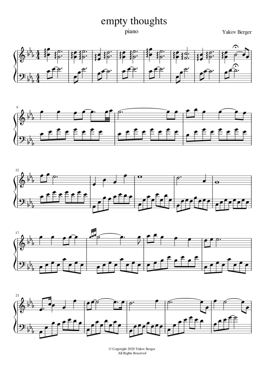 empty thoughts empty thoughts Piano Solo scores gallery preview page 1