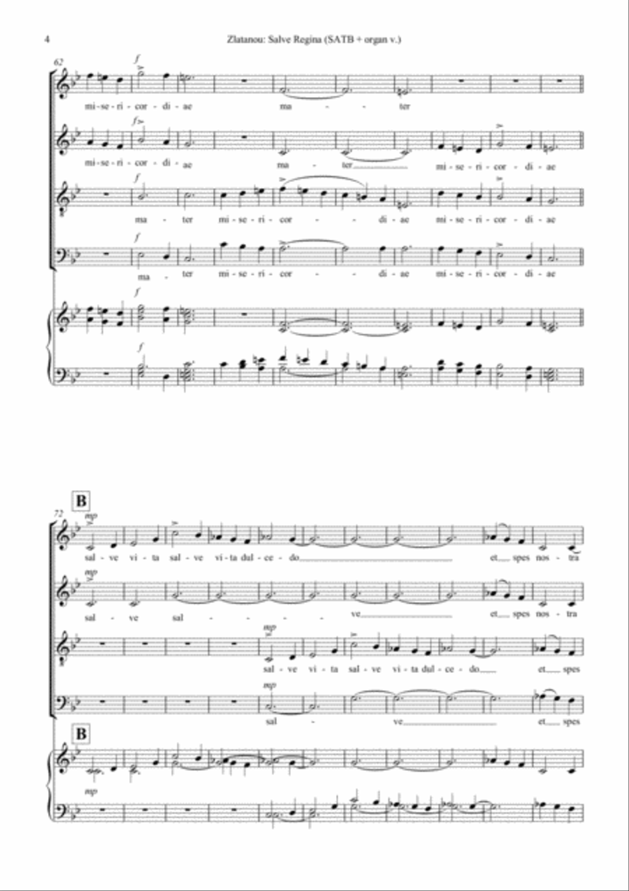 SALVE REGINA for SATB choir and organ 4-Part scores gallery preview page 6