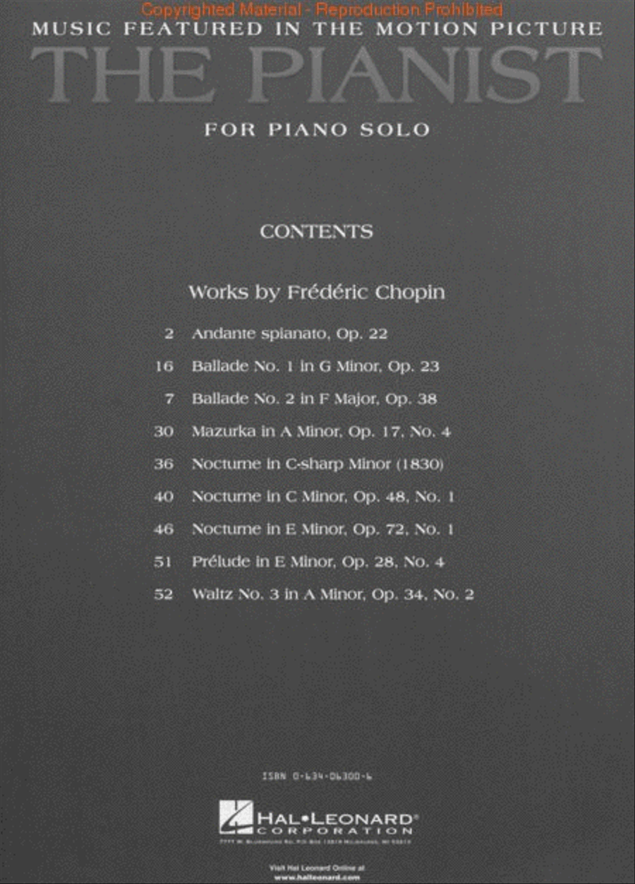 Music Featured in the Motion Picture The Pianist Piano Solo scores gallery preview page 2