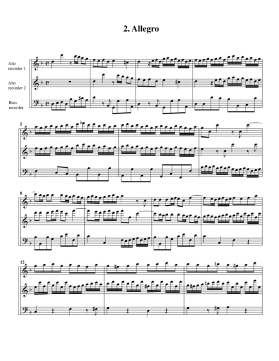 Trio sonata TWV 42:g5 (Essercizii musici, trio no.3) (arrangement for 3 recorders) Recorder scores gallery preview page 4