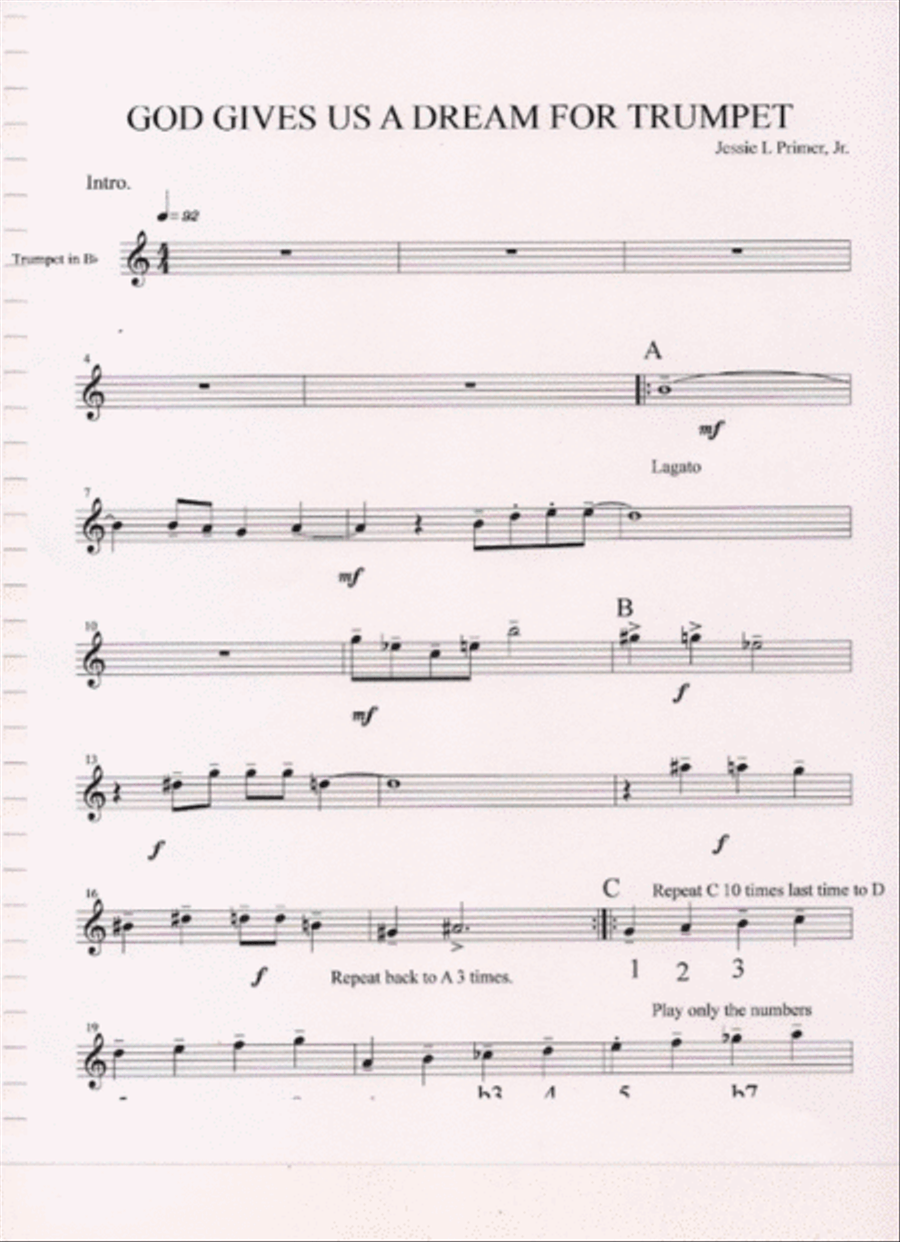 GOD GIVES US A DREAM FOR TRUMPET Trumpet Solo scores gallery preview page 2