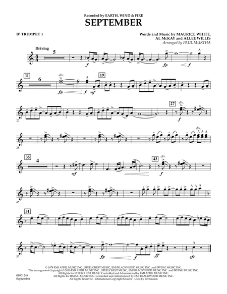 September (arr. Paul Murtha) - Bb Trumpet 1