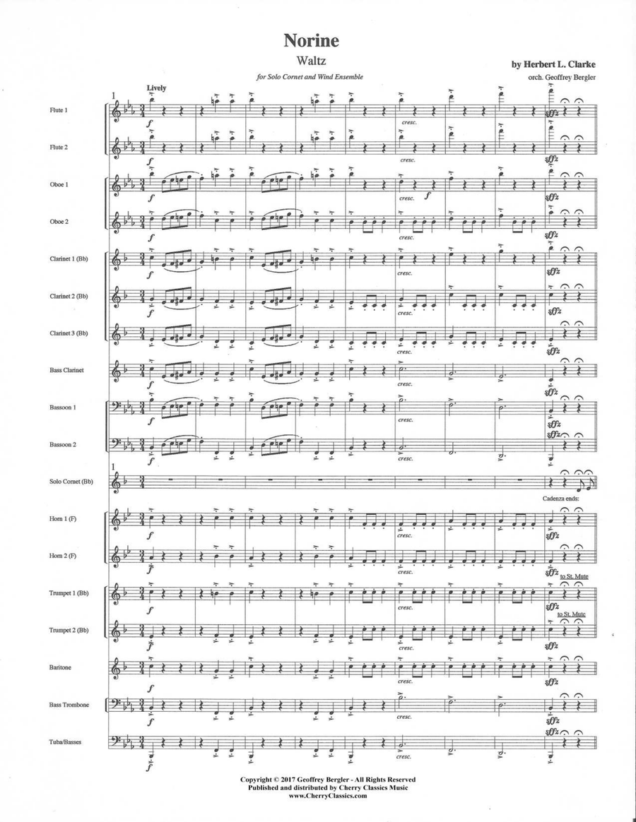 Norine - Waltz for Solo Cornet or Trumpet & Wind Ensemble Concert Band scores gallery preview page 2