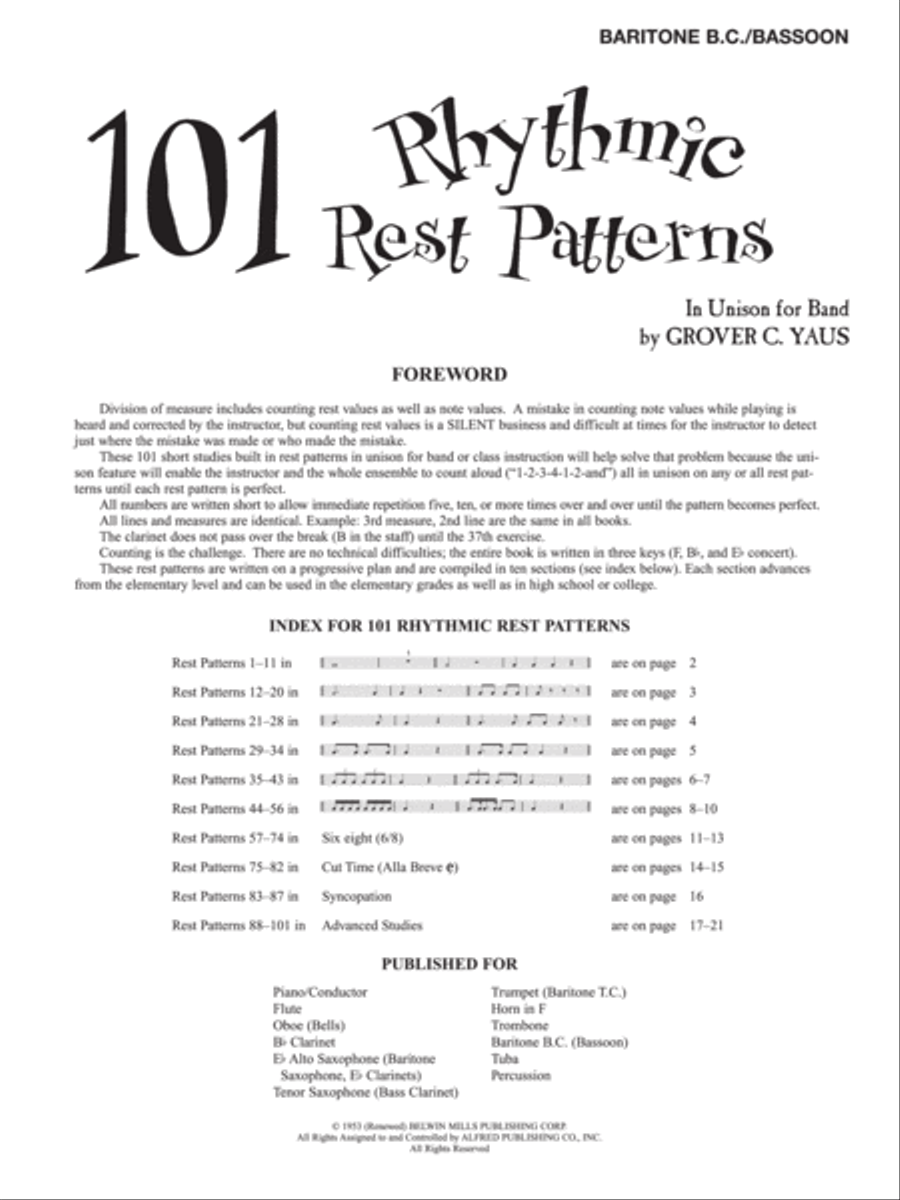 101 Rhythmic Rest Patterns Concert Band Methods scores gallery preview page 2