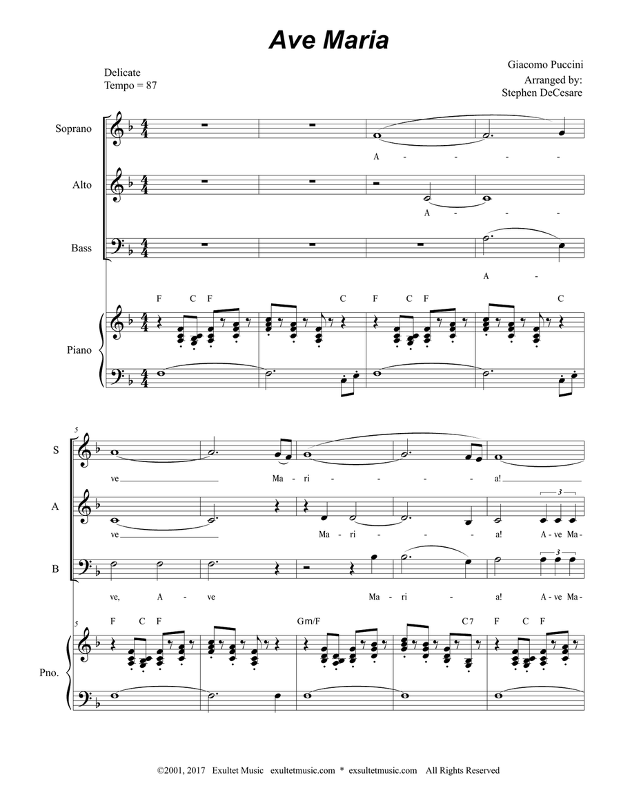 Ave Maria (SAB) 3-Part scores gallery preview page 1