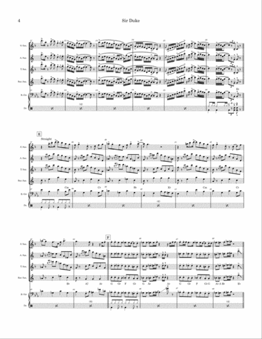 Sir Duke Saxophone Quartet scores gallery preview page 4