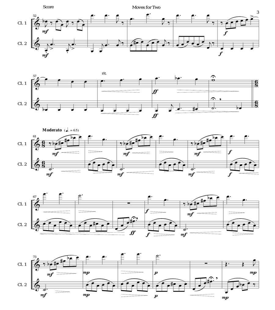 Moves for Two for 2 B flat clarinets image number null