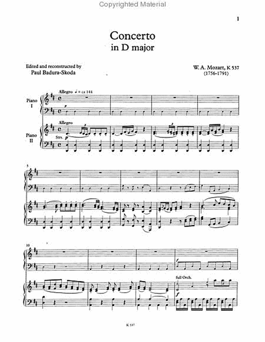 Piano Concerto No. 26, K. 537 (“Coronation Concerto”)