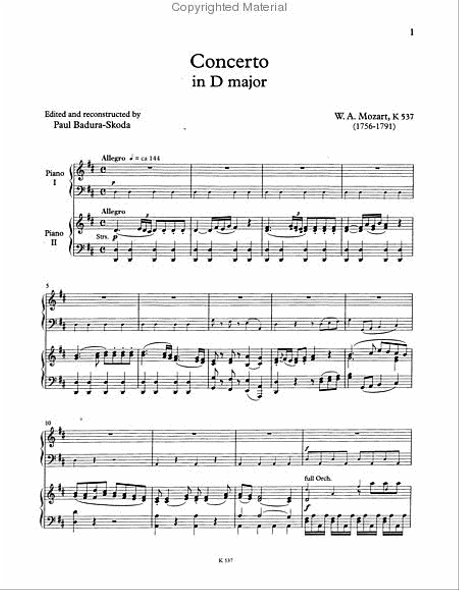 Piano Concerto No. 26, K. 537 (“Coronation Concerto”) Piano scores gallery preview page 3