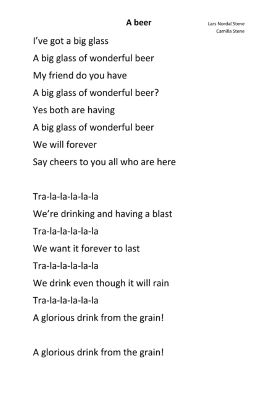 Ein Maß : English - A beer - for octoberfest orchestra with song-text (2min 30sec) Piano, Vocal, Guitar scores gallery preview page 1