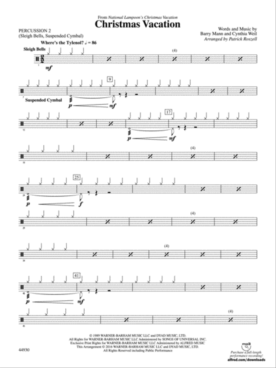 Book cover for Christmas Vacation: 2nd Percussion