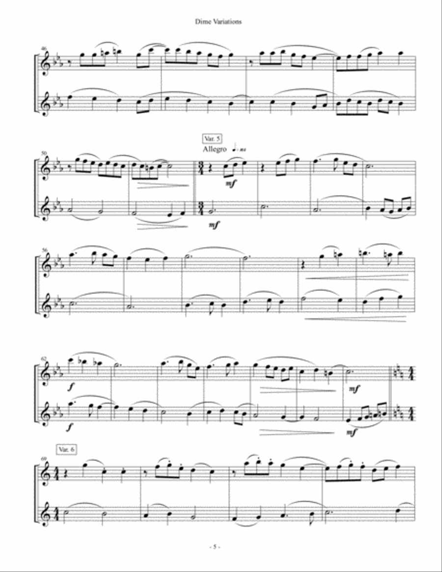 Dime Variations Flute Duet scores gallery preview page 5