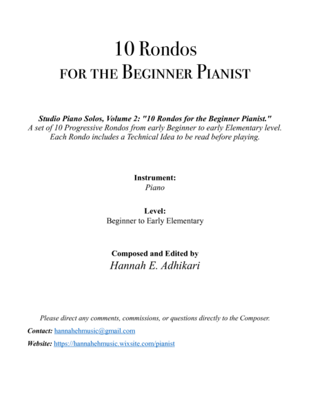 10 Rondos for the Beginner Pianist