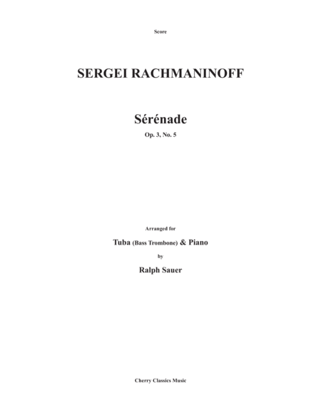 Serenade for Tuba or Bass Trombone and Piano