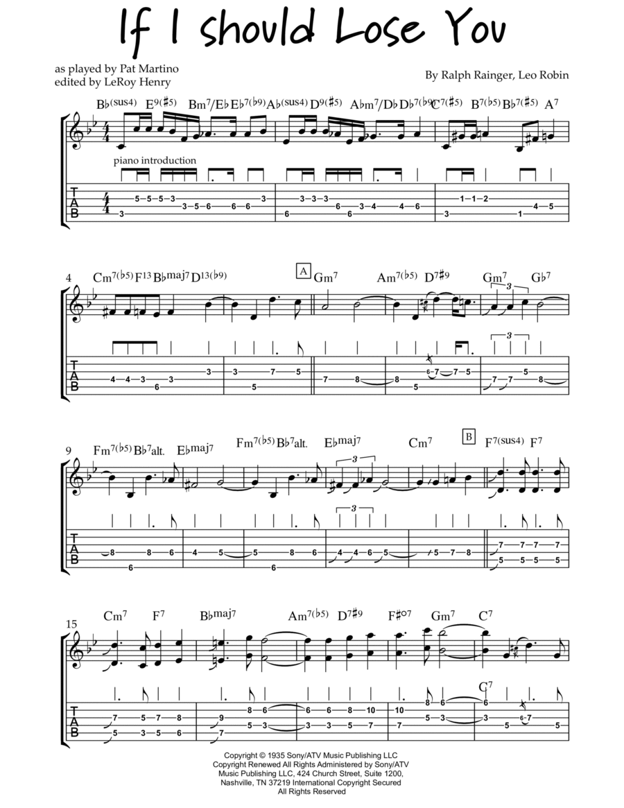 If I Should Lose You Electric Guitar scores gallery preview page 1