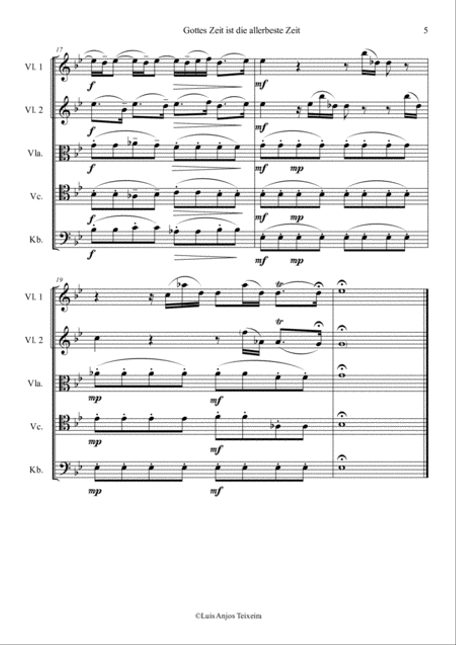 Gottes Zeit ist die allerbeste Zeit - For String Orquestra Large Ensemble scores gallery preview page 6