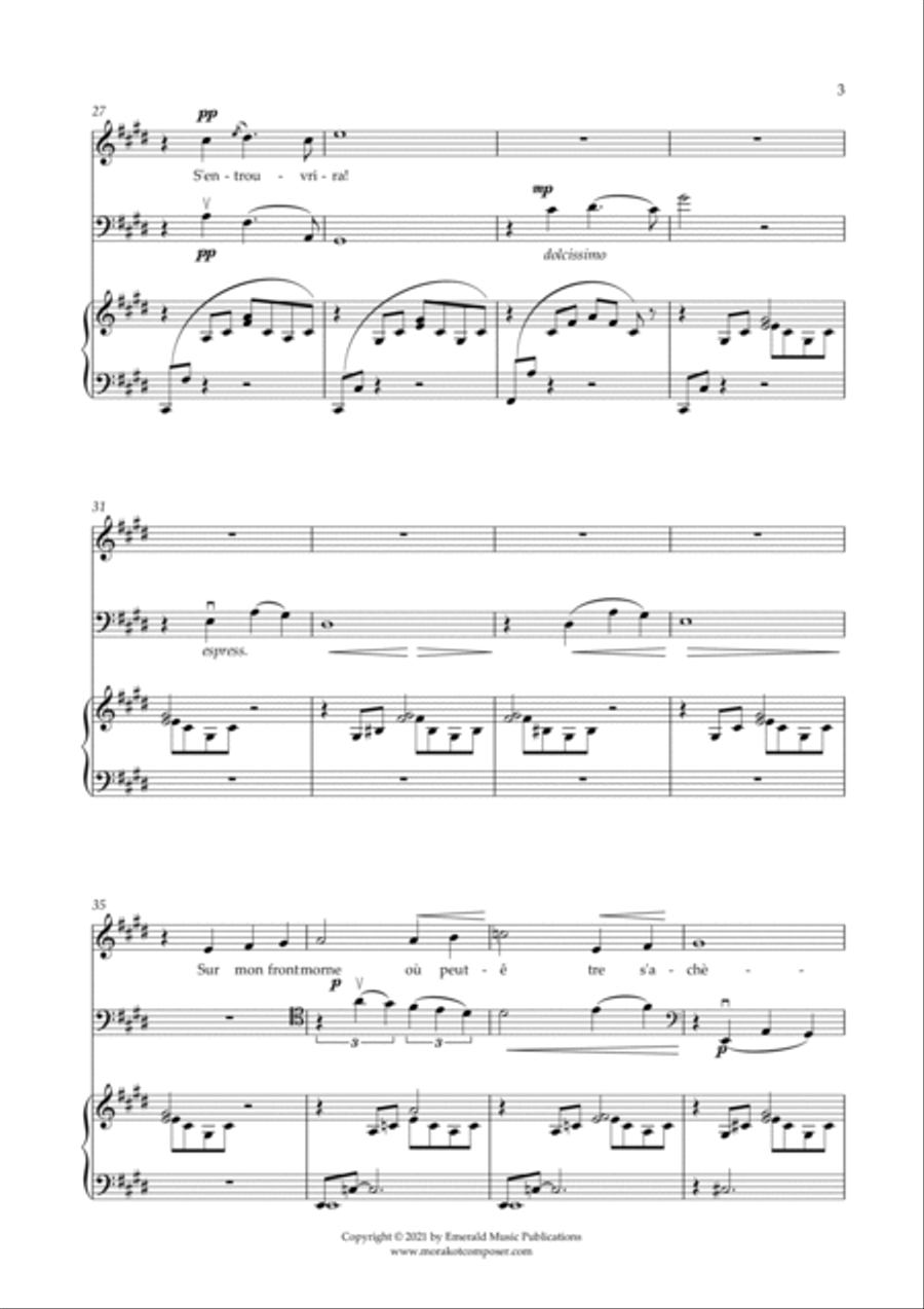 Oh! Quand Je Dors for Soprano, Cello and Piano Large Ensemble scores gallery preview page 4